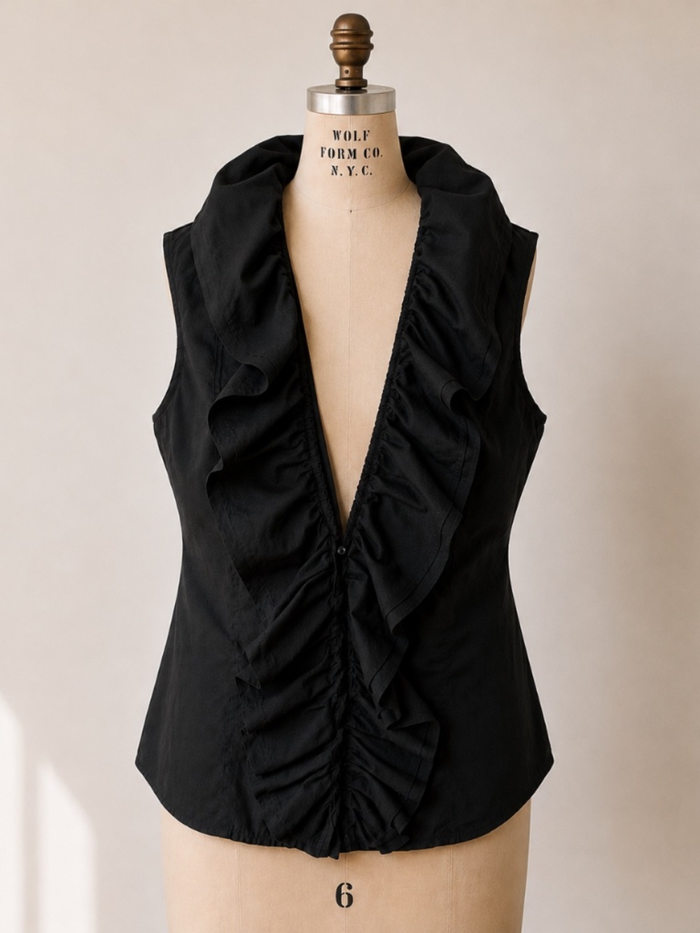 Ralph Lauren Black Ruffle Sleeveless Top | Size S